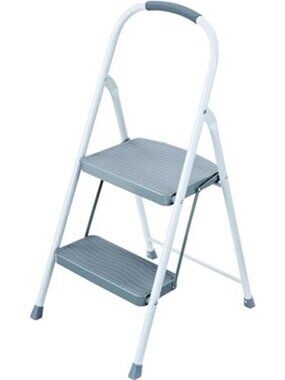 2-Step Steel Step Stool Ladder with Hand Grip, ANSI Type 2 Duty Rating, 225 lb
